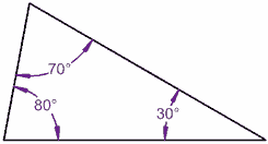 interior angles triangle 80 70 30